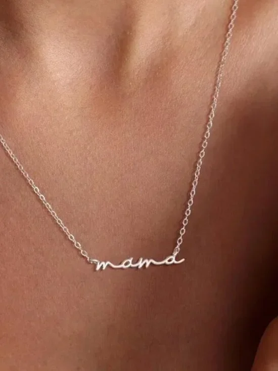 Silver “Mama” Script Necklace – Minimalist Gift for Mom - Picture 1 of 6
